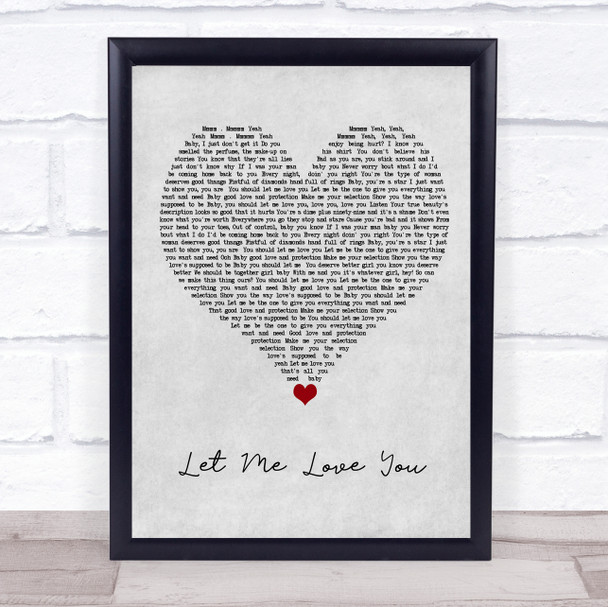 Mario Let Me Love You Grey Heart Song Lyric Quote Music Print