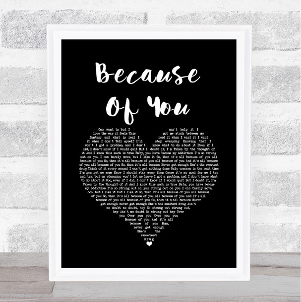 Ne-Yo Because Of You Black Heart Song Lyric Quote Music Print