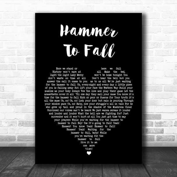 Queen Hammer To Fall Black Heart Song Lyric Quote Music Print
