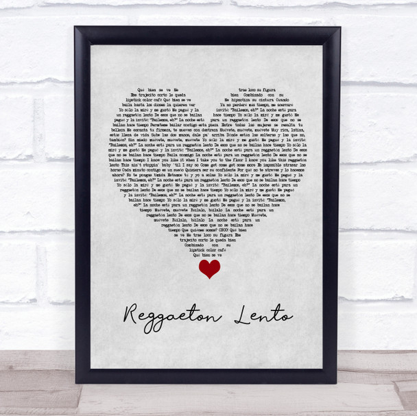 CNCO Reggaeton Lento Grey Heart Song Lyric Quote Music Print