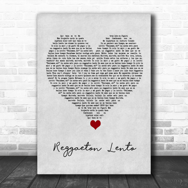 CNCO Reggaeton Lento Grey Heart Song Lyric Quote Music Print