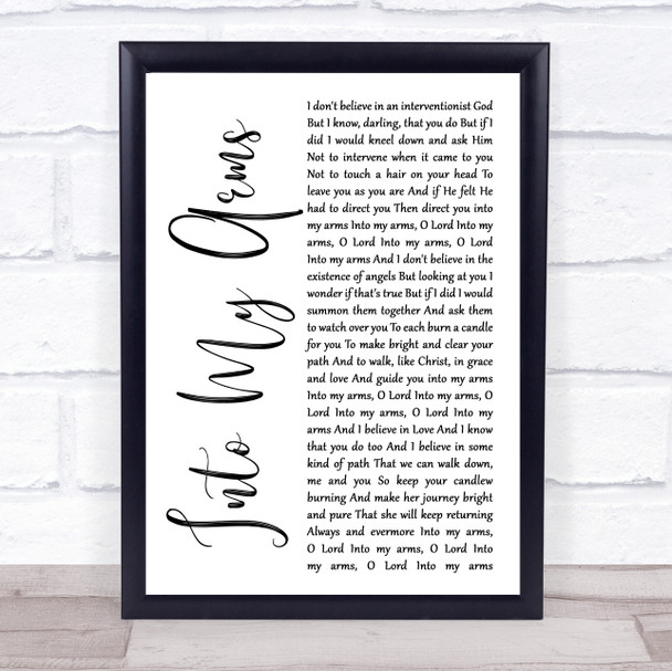 Nick Cave & The Bad Seeds Into My Arms White Script Song Lyric Quote Music Print