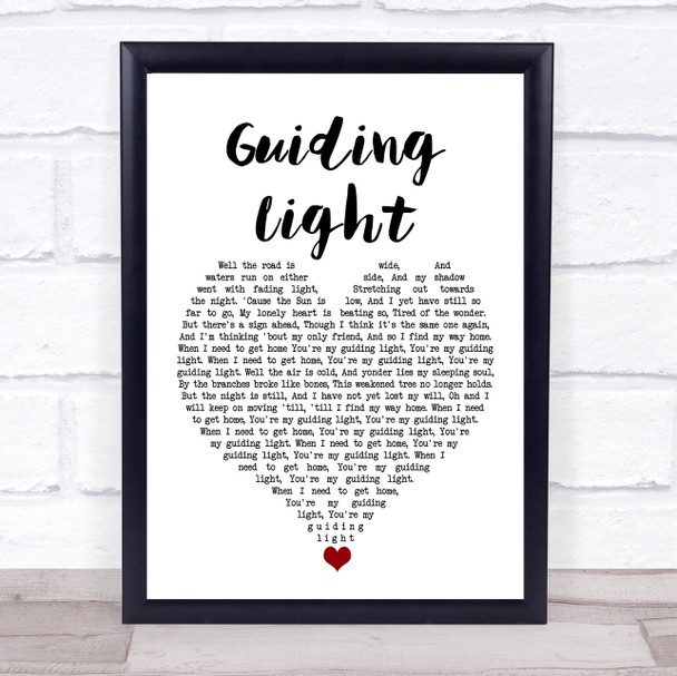 Foy Vance Ft Ed Sheeran Guiding Light White Heart Song Lyric Quote Music Print