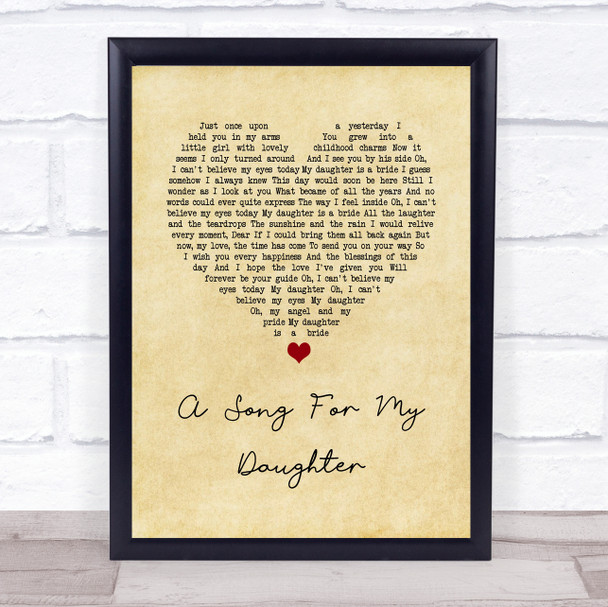 A Song For My Daughter Ray Allaire Vintage Heart Song Lyric Quote Music Print