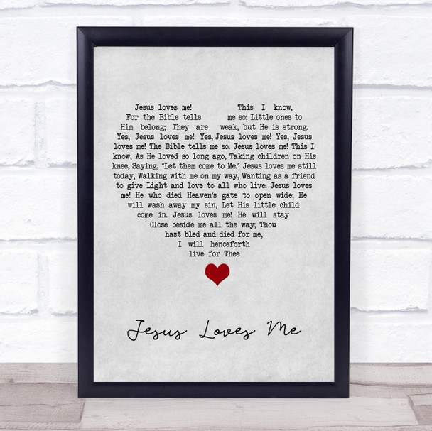 Anna Bartlett Warner Jesus Loves Me Grey Heart Song Lyric Quote Music Print