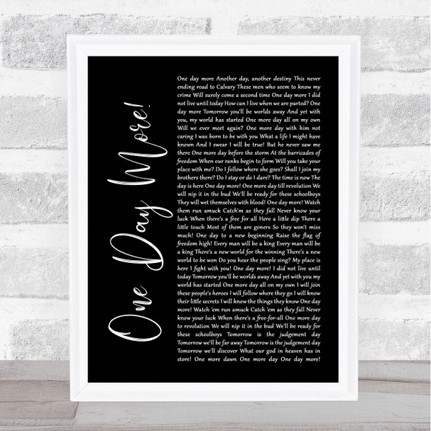 Les Miserables Cast One Day More Black Script Song Lyric Quote Music Print