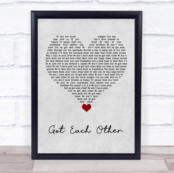 The Interrupters Got Each Other Grey Heart Song Lyric Quote Music Print
