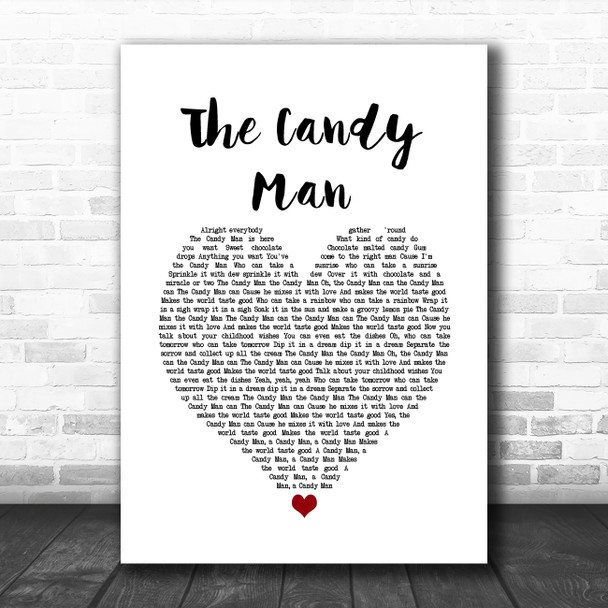 Sammy Davis Jr. The Candy Man White Heart Song Lyric Quote Music Print