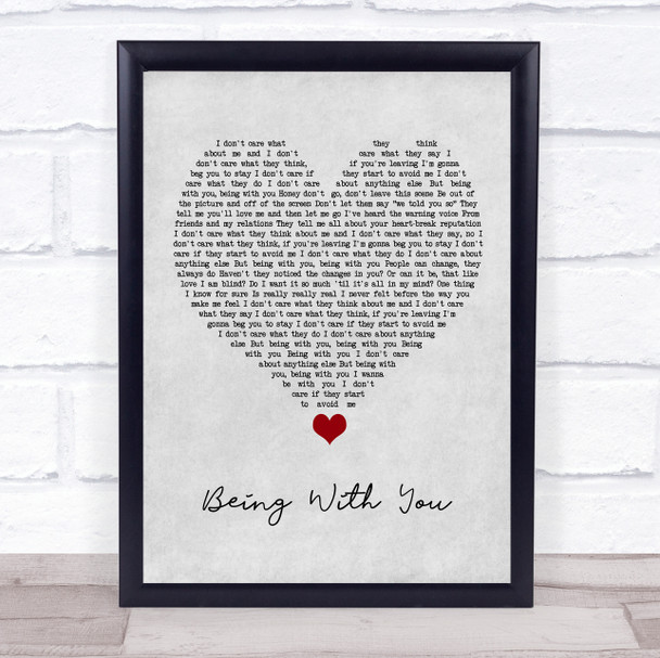 Smokey Robinson Being With You Grey Heart Song Lyric Quote Music Print