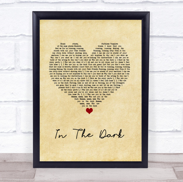 Camila Cabello In The Dark Vintage Heart Song Lyric Quote Music Print