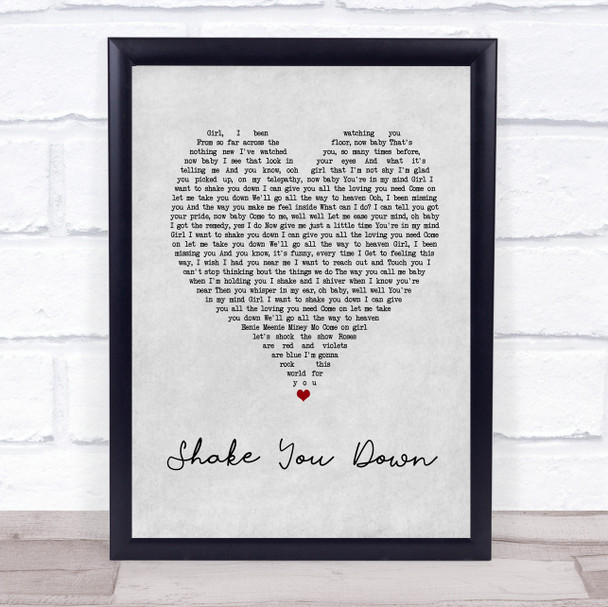 Gregory Abbott Shake You Down Grey Heart Song Lyric Quote Music Print
