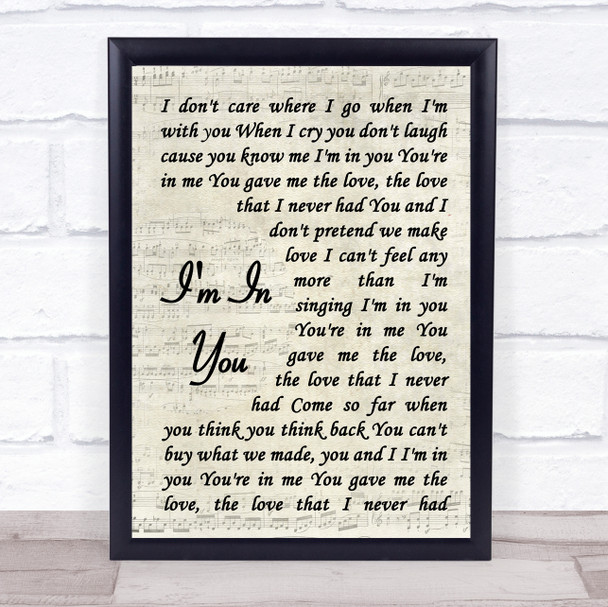 Peter Frampton I'm In You Vintage Script Song Lyric Quote Music Print