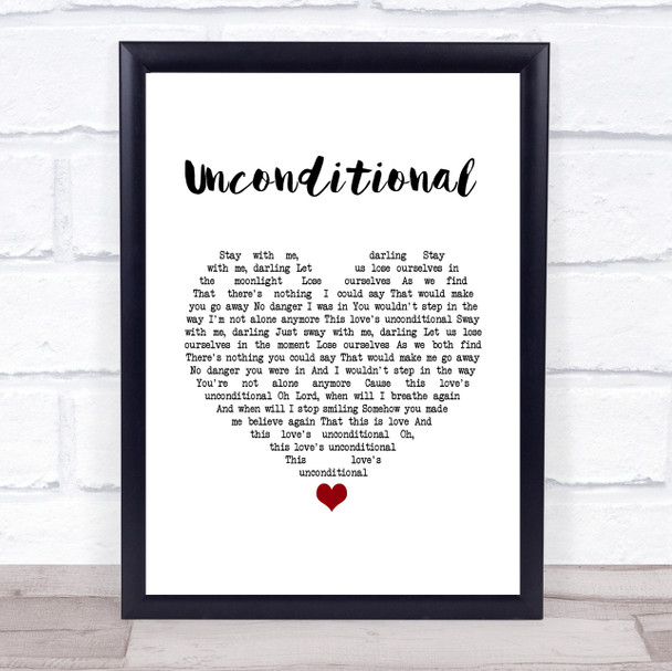 Freya Ridings Unconditional White Heart Song Lyric Quote Music Print