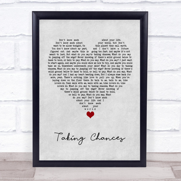 Celine Dion Taking Chances Grey Heart Song Lyric Quote Music Print