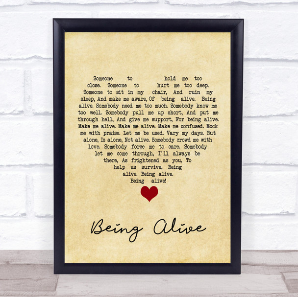 Company OBC Being Alive Vintage Heart Song Lyric Quote Music Print