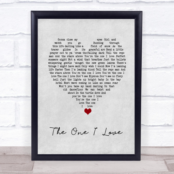 David Gray The One I Love Grey Heart Song Lyric Quote Music Print