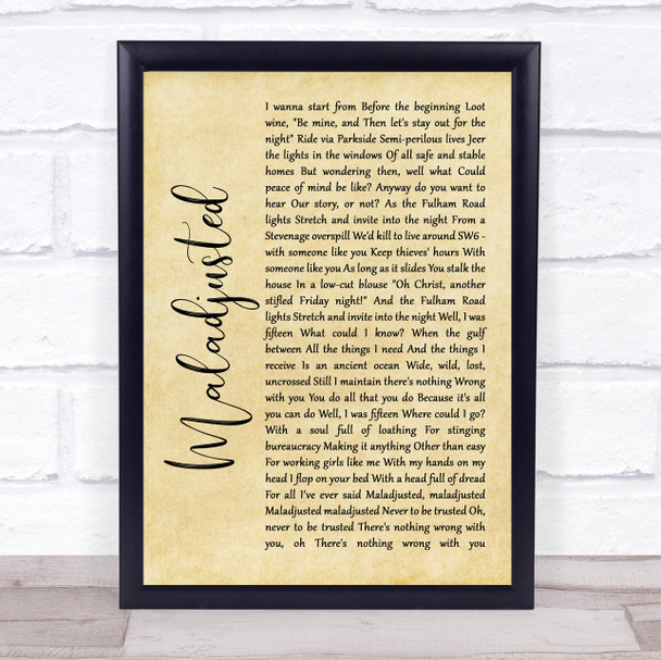 Morrissey Maladjusted Rustic Script Song Lyric Quote Music Print