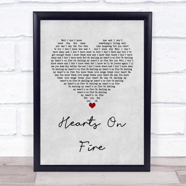 Passenger Hearts On Fire Grey Heart Song Lyric Quote Music Print