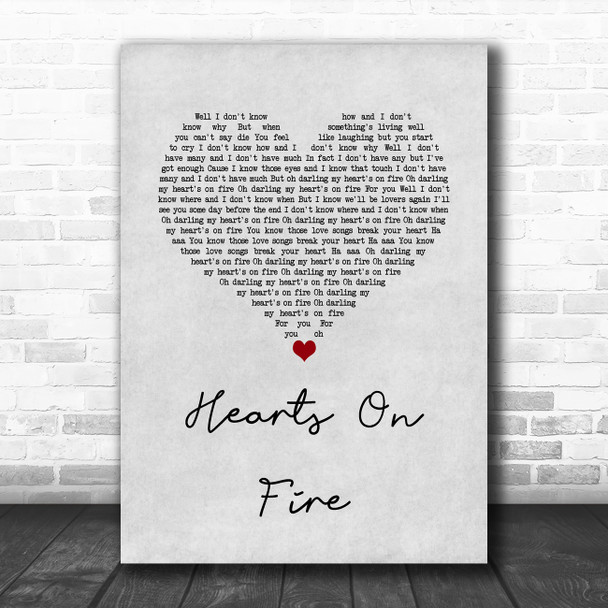 Passenger Hearts On Fire Grey Heart Song Lyric Quote Music Print