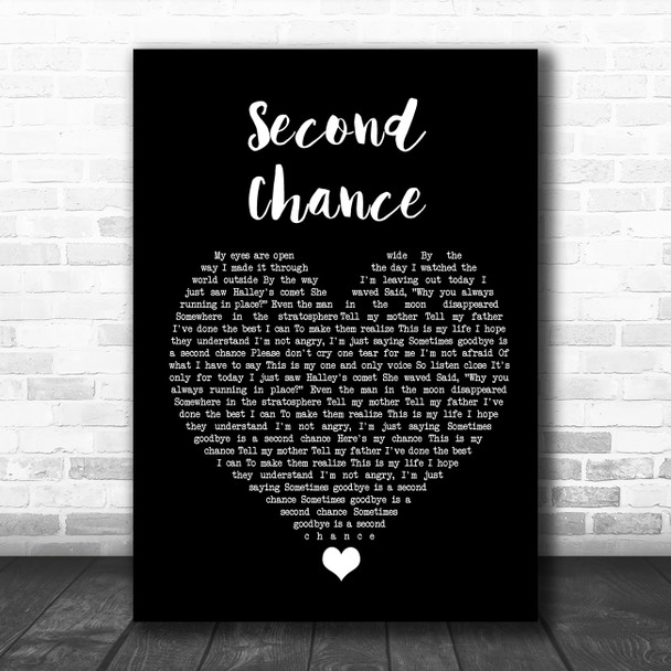 Shinedown Second Chance Black Heart Song Lyric Quote Music Print