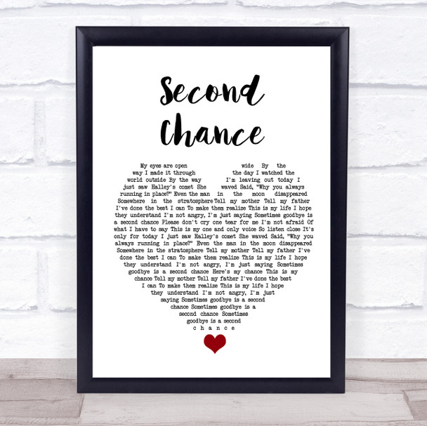Shinedown Second Chance White Heart Song Lyric Quote Music Print