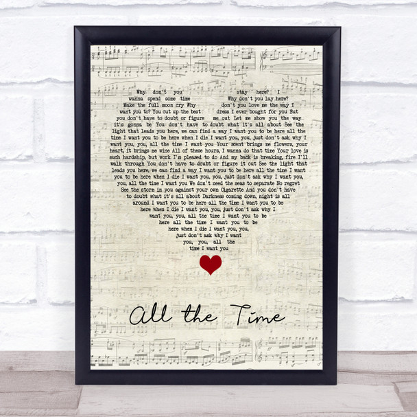 The Kooks All the Time Script Heart Song Lyric Quote Music Print