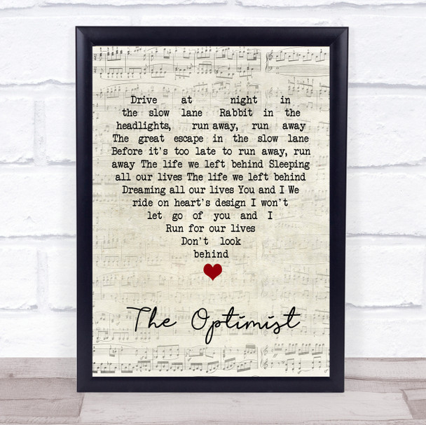 Anathema The Optimist Script Heart Song Lyric Quote Music Print