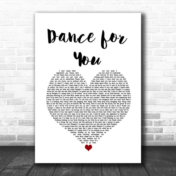 Beyoncé Dance for You White Heart Song Lyric Quote Music Print