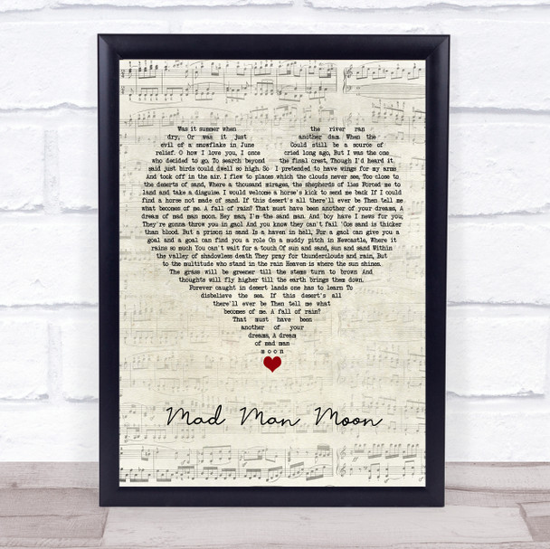 Genesis Mad Man Moon Script Heart Song Lyric Quote Music Print