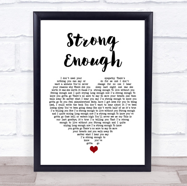 Cher Strong Enough White Heart Song Lyric Quote Music Print