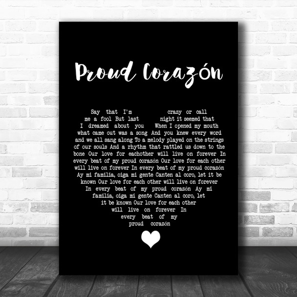 Coco Proud Corazón Black Heart Song Lyric Quote Music Print