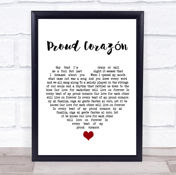 Coco Proud Corazón White Heart Song Lyric Quote Music Print