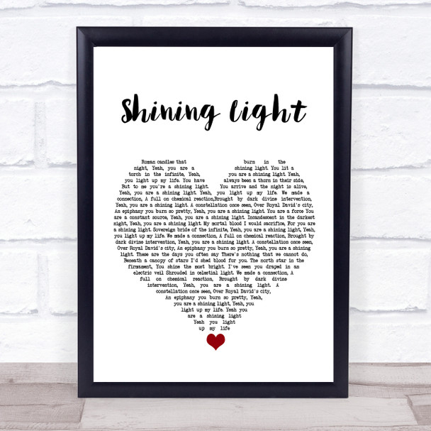 Ash Shining Light White Heart Song Lyric Quote Music Print