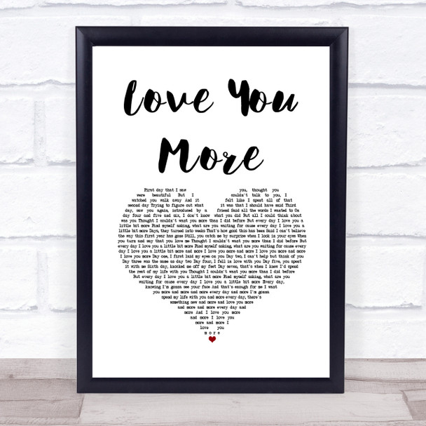 JLS Love You More White Heart Song Lyric Quote Music Print