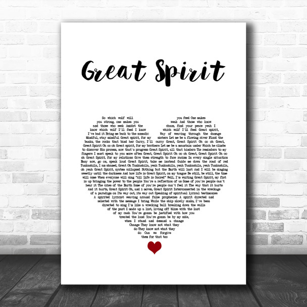 Nahko And Medicine For The People Great Spirit White Heart Song Lyric Quote Music Print