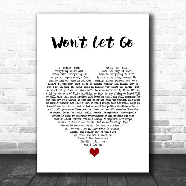 Black Stone Cherry Won't Let Go White Heart Song Lyric Quote Music Print