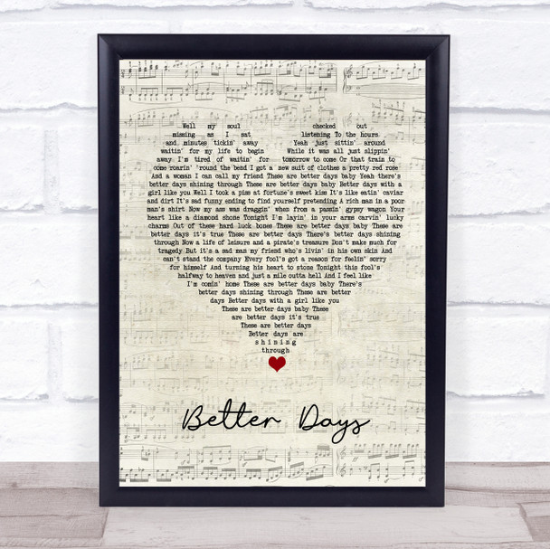 Bruce Springsteen Better Days Script Heart Song Lyric Quote Music Print