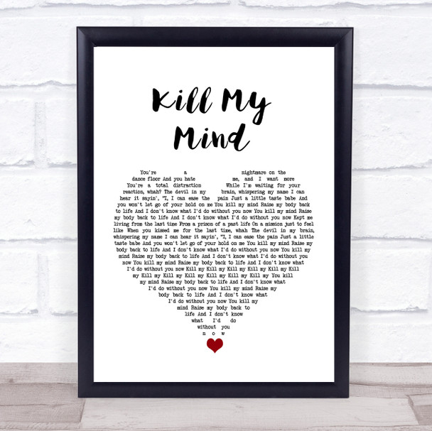 Louis Tomlinson Kill My Mind White Heart Song Lyric Quote Music Print