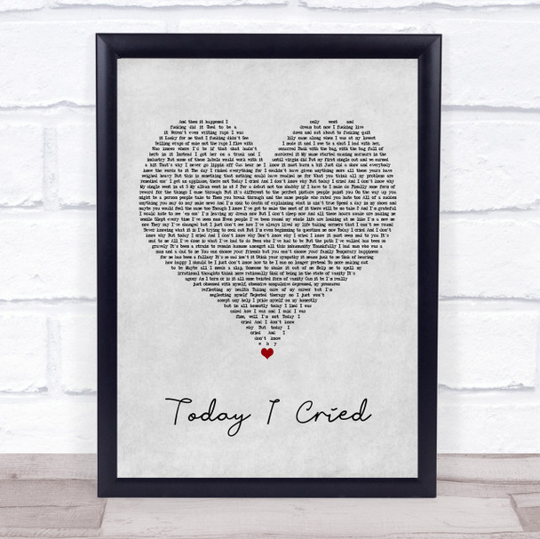 Professor Green Today I Cried Grey Heart Song Lyric Quote Music Print