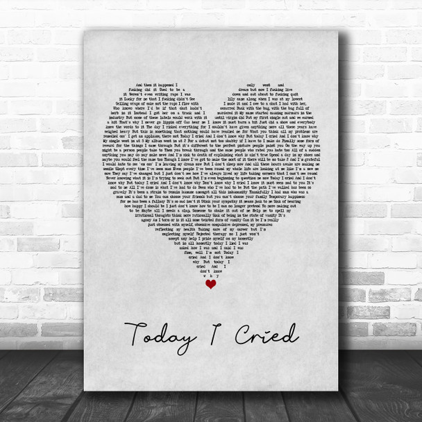 Professor Green Today I Cried Grey Heart Song Lyric Quote Music Print