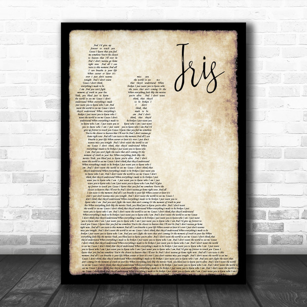 Goo Goo Dolls Iris Man Lady Dancing Song Lyric Music Wall Art Print