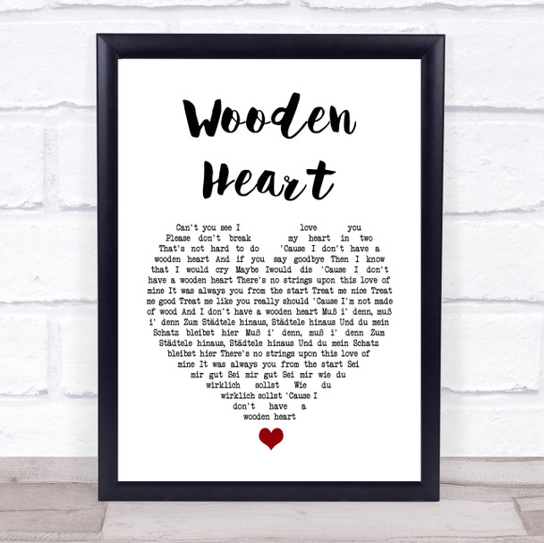 Elvis Presley Wooden Heart White Heart Song Lyric Quote Music Print