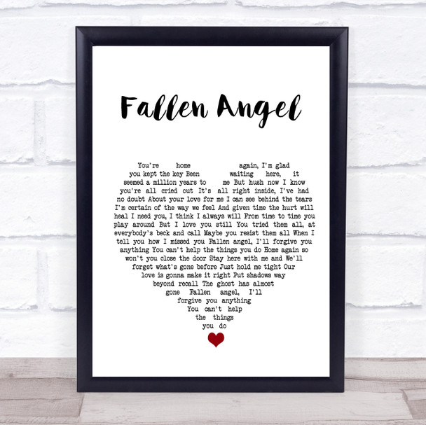 Frankie Valli Fallen Angel White Heart Song Lyric Quote Music Print