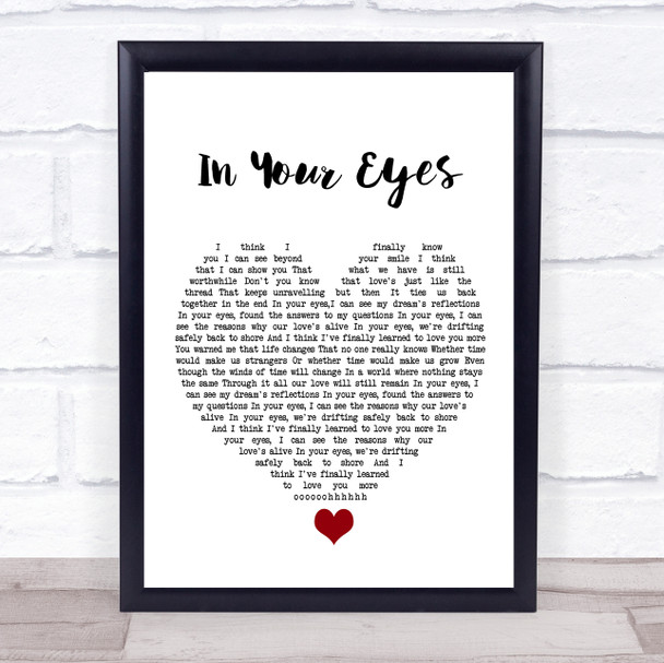 George Benson In Your Eyes White Heart Song Lyric Quote Music Print