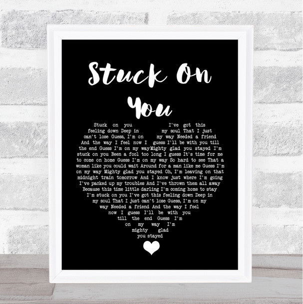 Lionel Richie Stuck On You Black Heart Song Lyric Quote Music Print