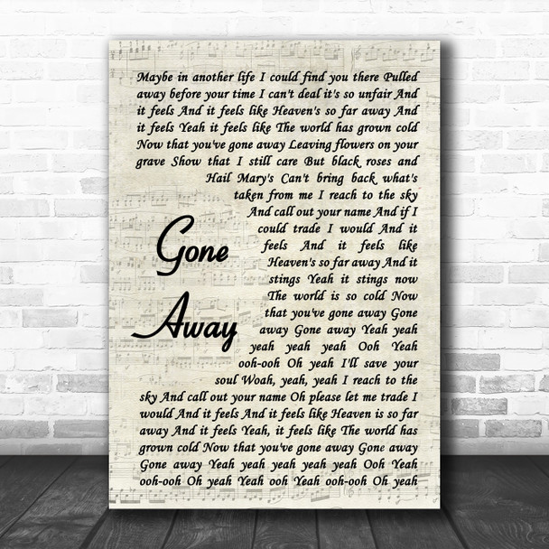 The Offspring Gone Away Vintage Script Song Lyric Quote Music Print