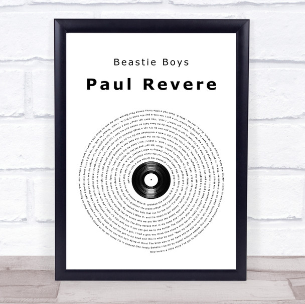 Beastie Boys Paul Revere Vinyl Record Song Lyric Quote Music Print