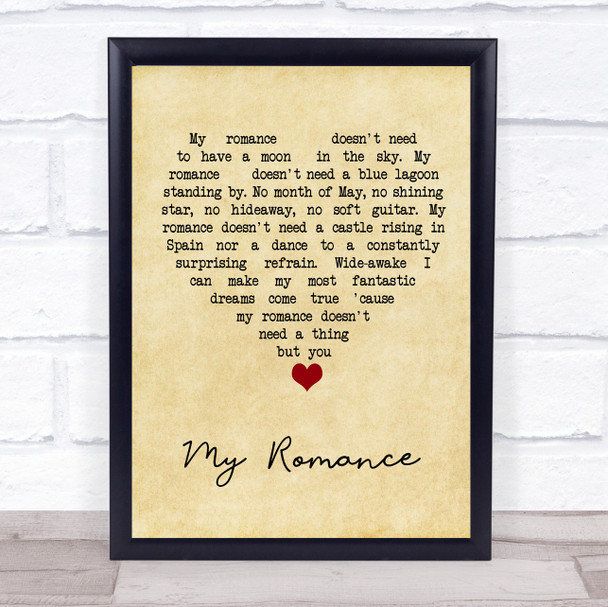James Taylor My Romance Vintage Heart Song Lyric Quote Music Print