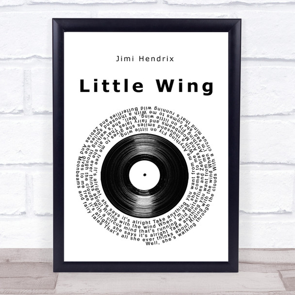 Jimi Hendrix Little Wing Vinyl Record Song Lyric Quote Music Print