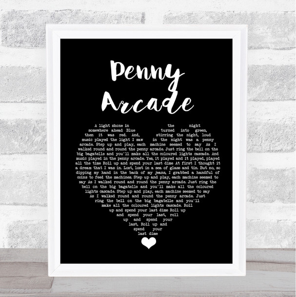 Roy Orbison Penny Arcade Black Heart Song Lyric Quote Music Print